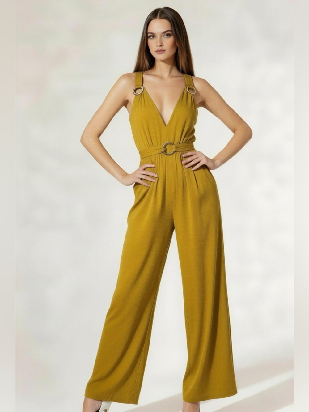 Vici Wide Leg Deep V-Neck Jumpsuit Size S
